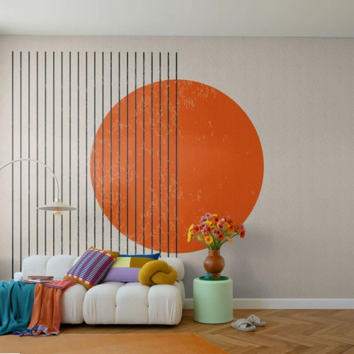 Fototapete Premium Sand - Immer die Sonne - Sonne, Minimalistisch, Linien - 250x175 cm