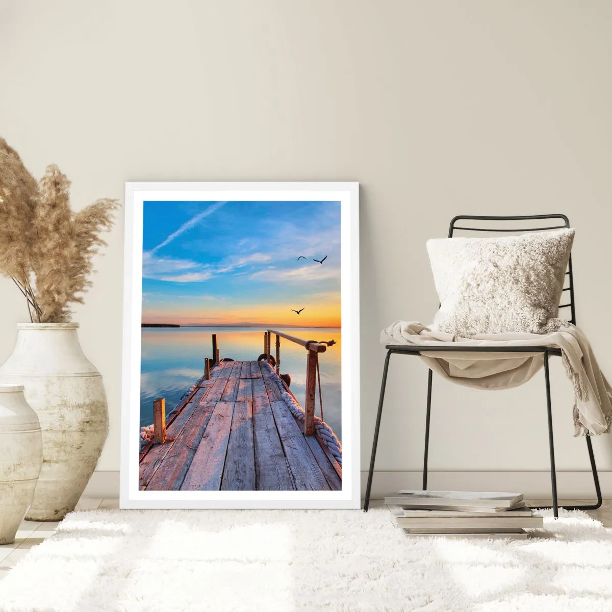 Poster in einem weißen Rahmen - Lauf direkt der Sonne entgegen - 30x40 cm