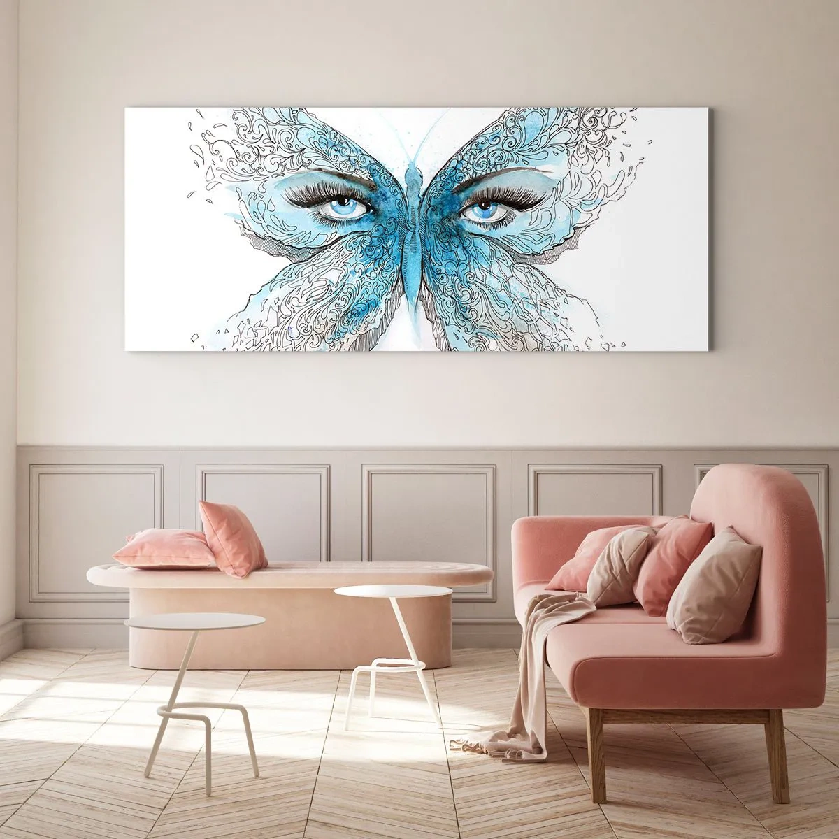 Glasbild - Bild auf glas - Eros Blaumeise - 90x30 cm