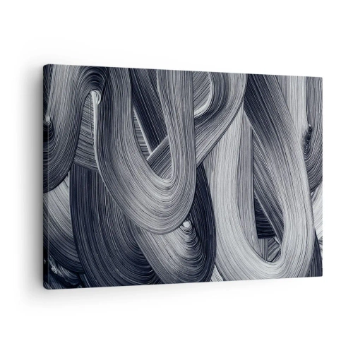 Bild auf Leinwand - Leinwandbild - Schwarz-Weiß-Abstraktion mit dynamischen Pinselstrichen. - 70x50cm - Die Fließfähigkeit der Realität - Moderne Wanddekoration für Wohnzimmer und Schlafzimmer ARTTOR