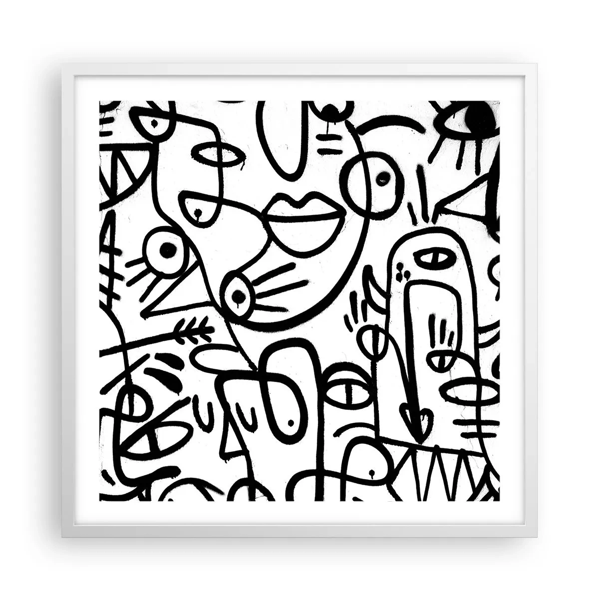 Poster in einem weißen Rahmen - Gesichter und Luftspiegelungen - 60x60 cm