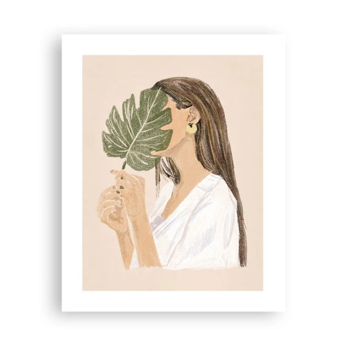 Poster - Geheimnisvolles Porträt mit Fächer - 40x50 cm