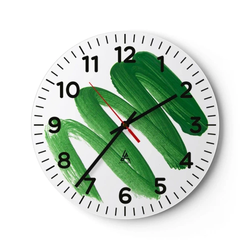 Wanduhr - Glasuhr - Grüner Witz - 30x30 cm