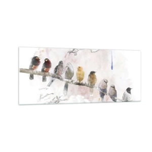 Glasbild - Bild auf glas - Geflügeltes Treffen - 100x40 cm
