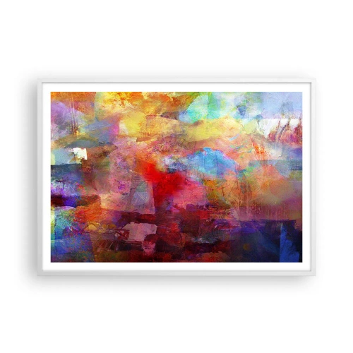 Poster in einem weißen Rahmen - Schau in den Regenbogen - 100x70 cm