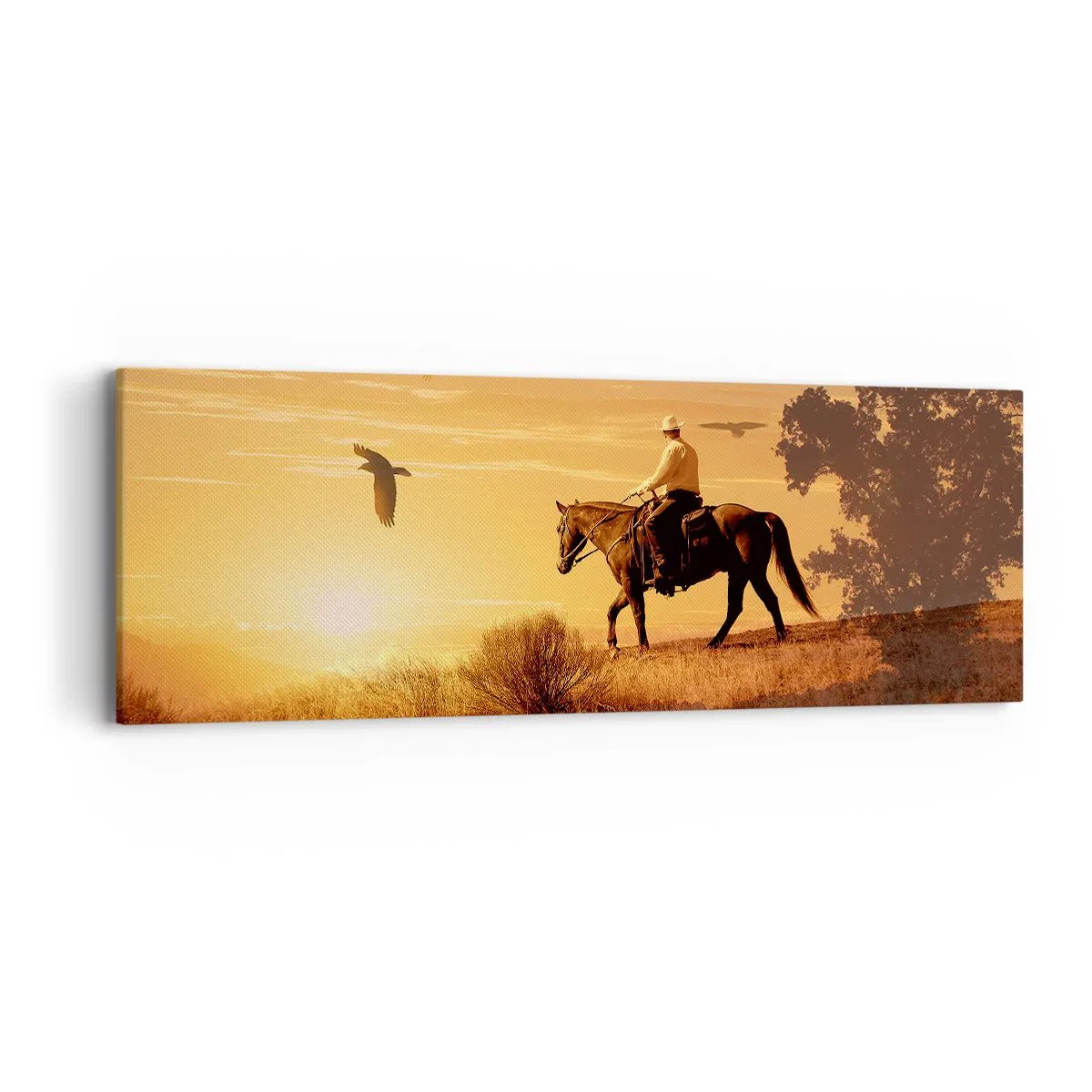 Bild auf Leinwand - Leinwandbild - Allein durch die Prärie - 90x30 cm