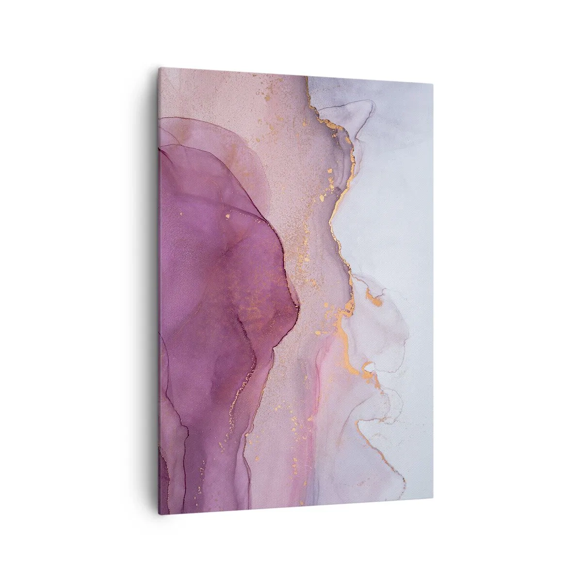 Bild auf Leinwand - Leinwandbild - Eine abstrakte Komposition in Lila- und Goldtönen. - 70x100cm - Violett und lila Wellen - Moderne Wanddekoration für Wohnzimmer und Schlafzimmer ARTTOR