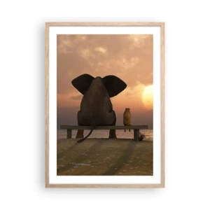 Poster in einem Rahmen aus heller Eiche - Es tut gut zusammen zu schweigen - 50x70 cm