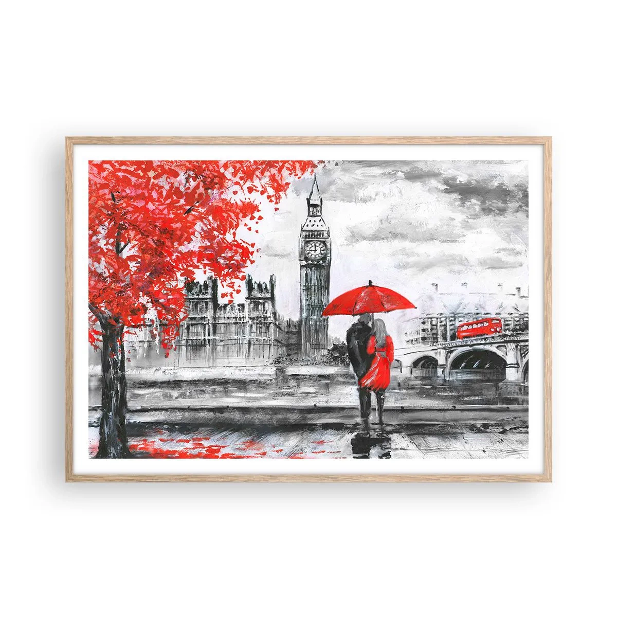 Poster in einem Rahmen aus heller Eiche - Verliebt in London - 100x70 cm