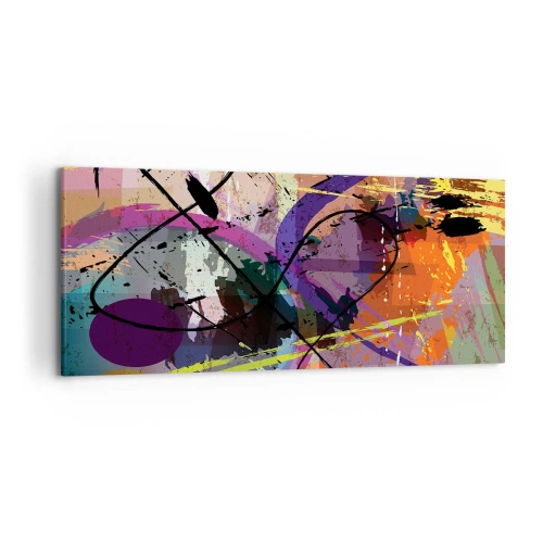 Bild auf Leinwand - Leinwandbild - Ein farbenfrohes abstraktes Muster mit dynamischen Linien und Formen. - 120x50cm - Du kannst geradeaus oder umhergehen - Moderne Wanddekoration für Wohnzimmer und Schlafzimmer ARTTOR