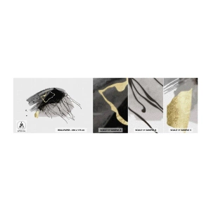 Fototapetenmuster Standard Eco - In Schwarz und Gold - Abstraktion, Stück, Grafik - 100x30 cm