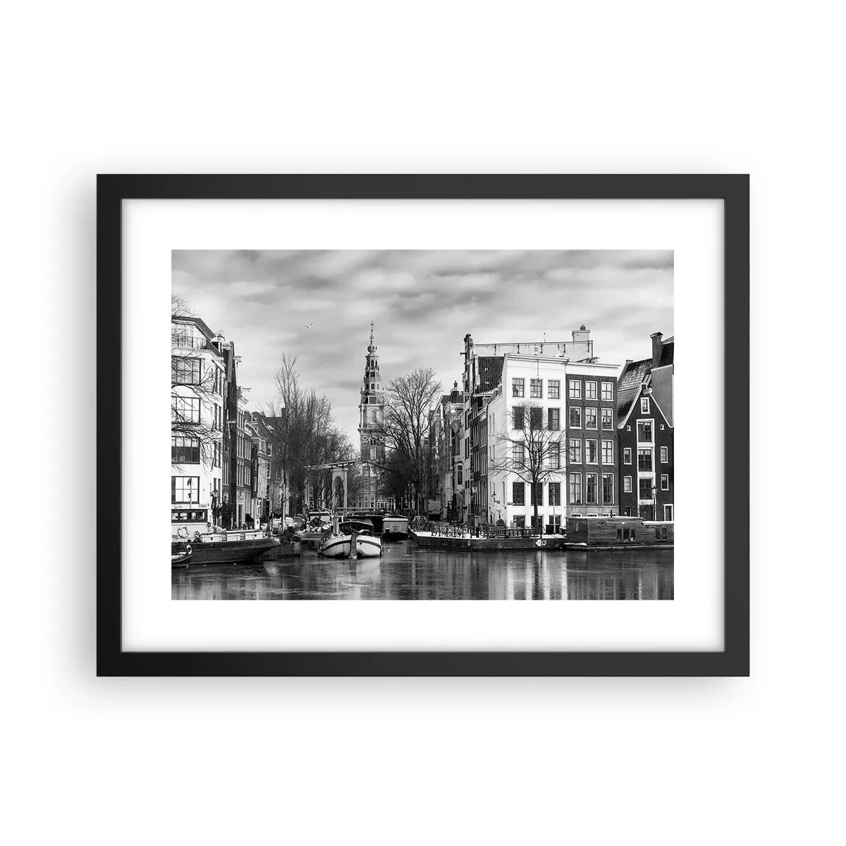 Poster in einem schwarzem Rahmen - Amsterdamer Atmosphäre - 40x30 cm
