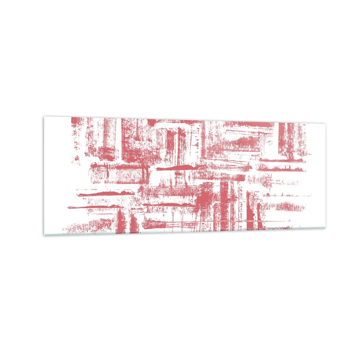 Glasbild - Bild auf glas - Abstrakte rosa Texturen auf weißem Hintergrund - 140x50cm - Die rote Stadt - Moderne Wanddekoration für Wohnzimmer und Schlafzimmer ARTTOR