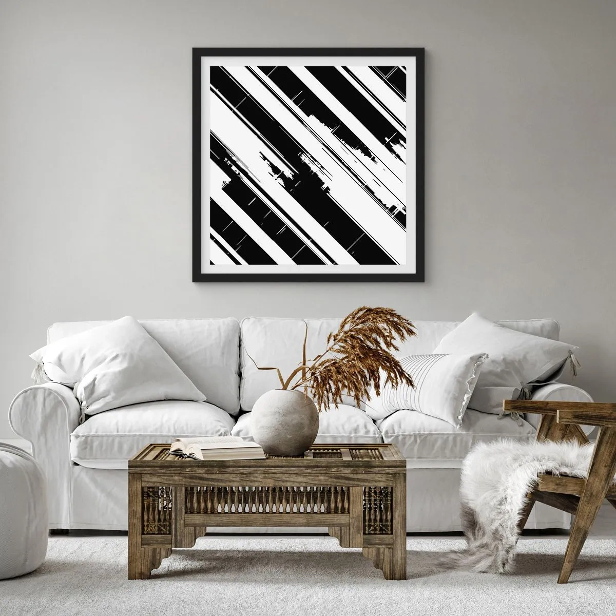 Poster in einem schwarzem Rahmen - Eine intensive und dynamische Komposition - 40x40 cm