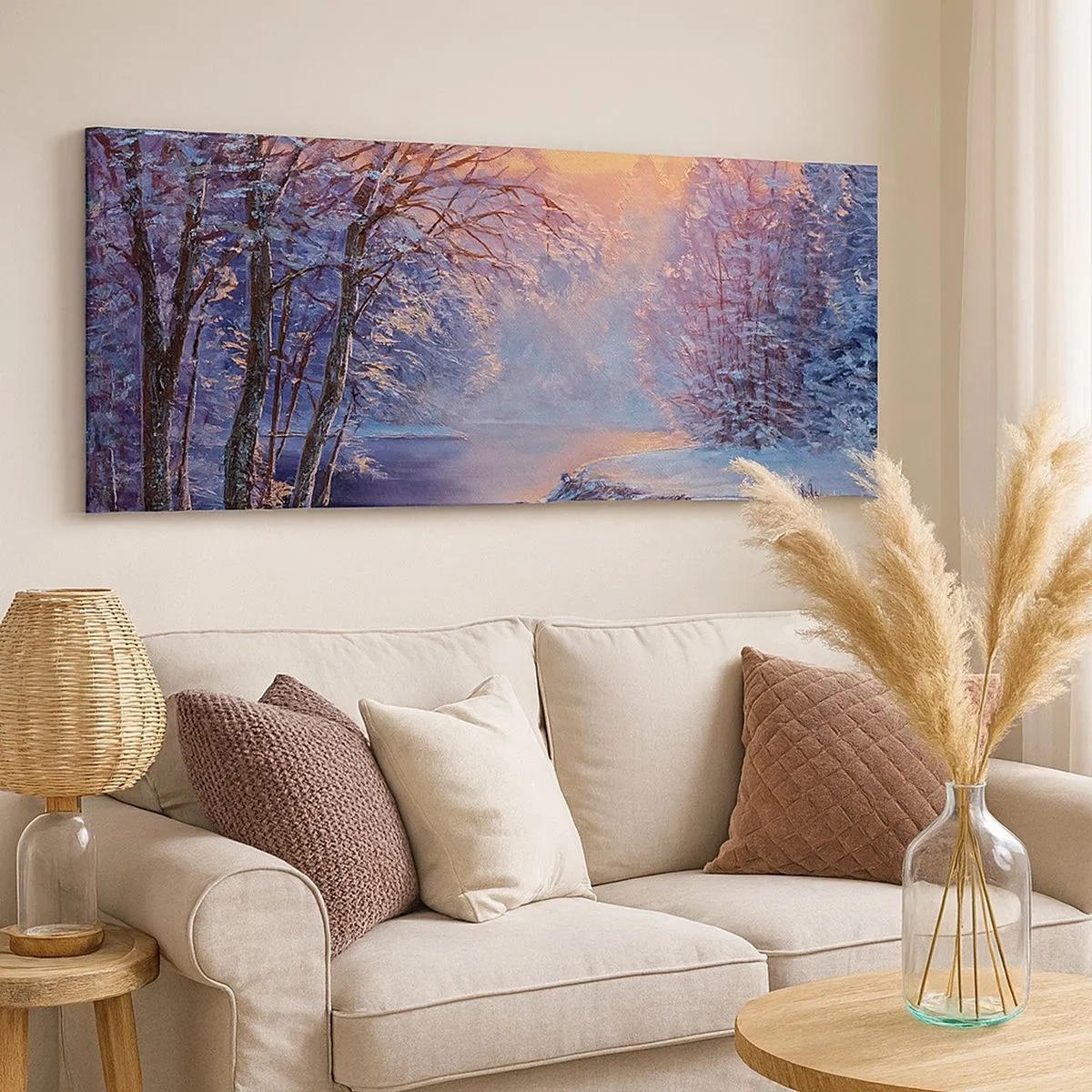 Bild auf Leinwand - Leinwandbild - Die Farben des Winters - 100x40 cm