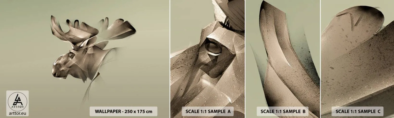 Fototapeten Muster Selbstklebend Deluxe Sticker - Die sanfte Kraft des Friedens - Elch, Abstraktion, Stück - 100x30 cm