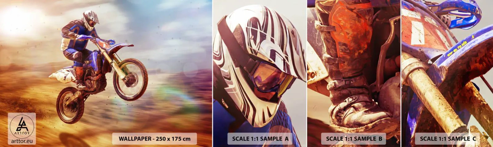 Fototapetenmuster Standard Eco - Motorradschwindel - Moto-Cross, Sport, Motorradfahrer - 100x30 cm