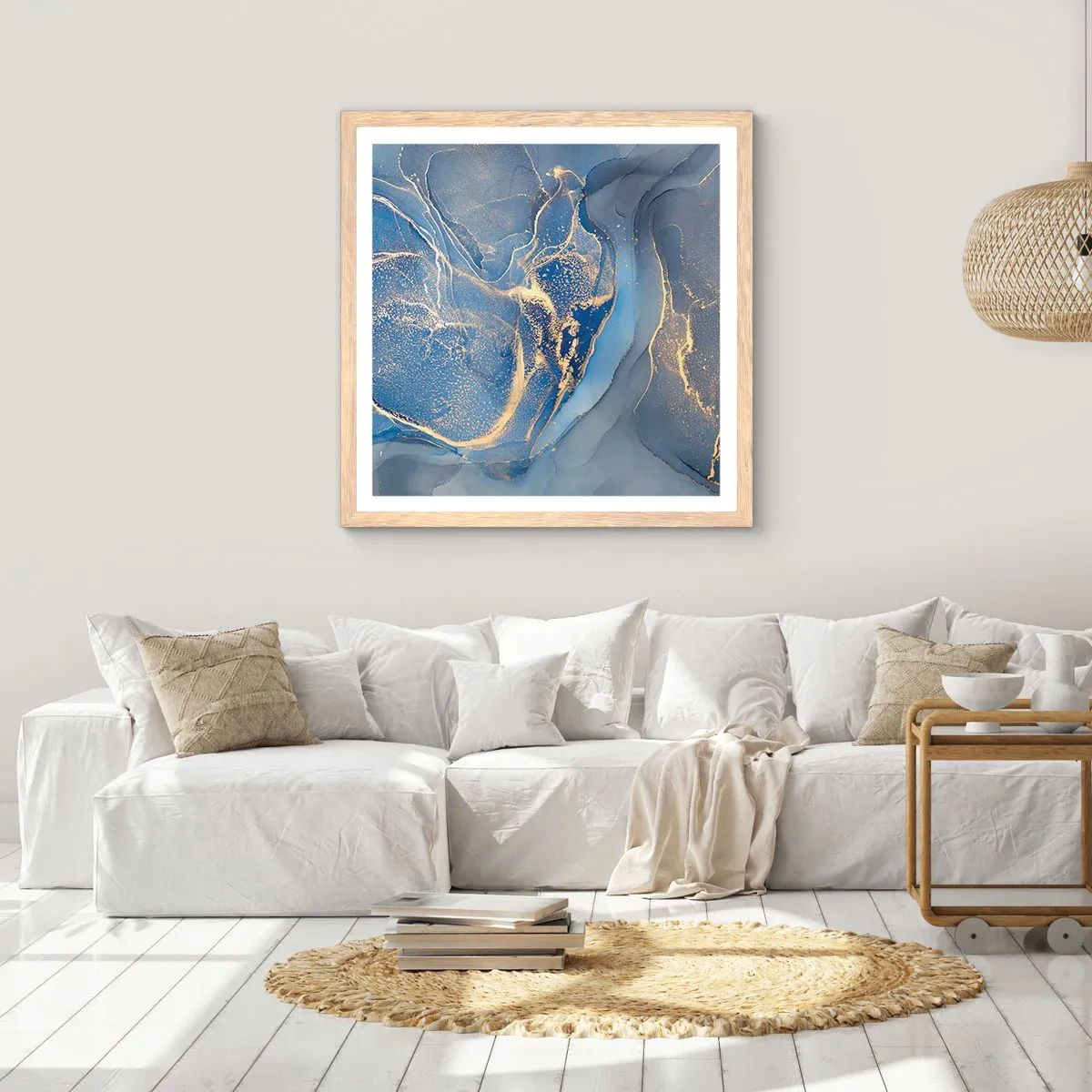 Poster in einem Rahmen aus heller Eiche - Goldstaub - 30x30 cm