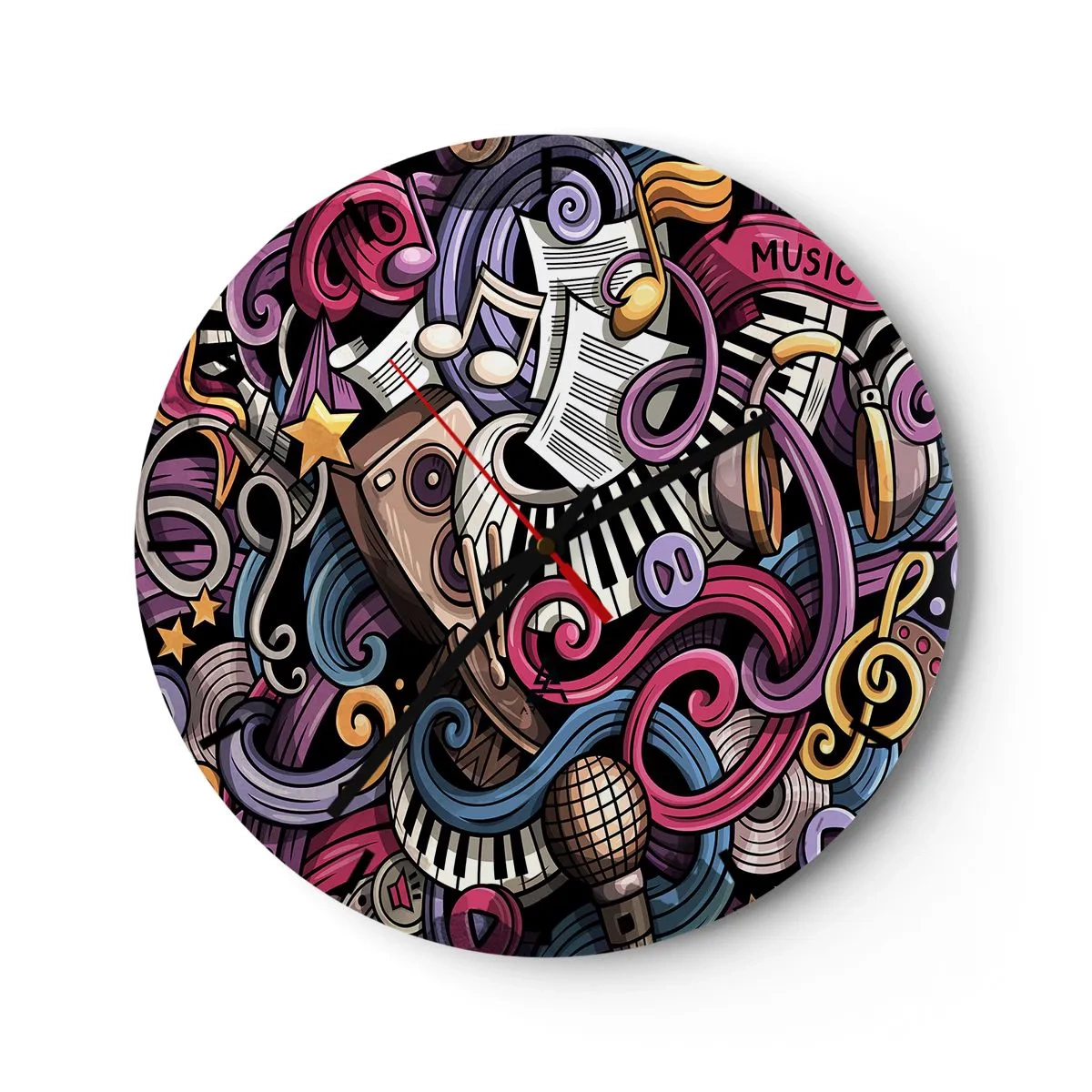 Wanduhr - Glasuhr - Komplizierte Melodie - 40x40 cm