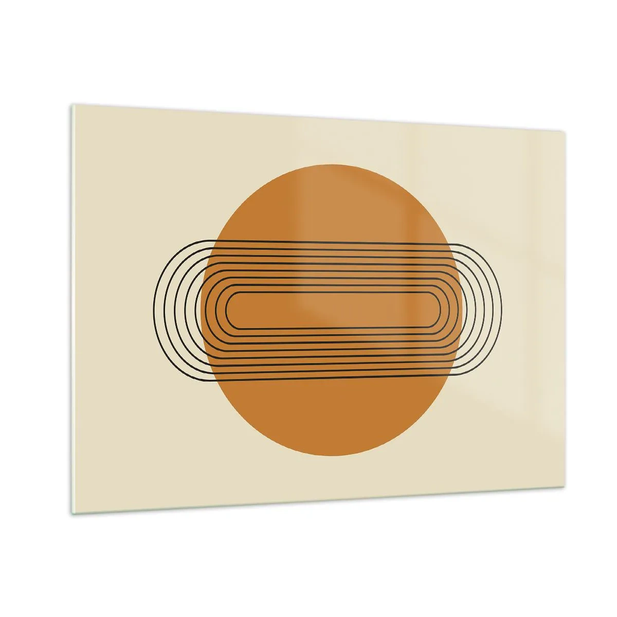 Glasbild - Bild auf glas - Geometrische Abstraktion mit Kreisen und Linien - 100x70cm - Perfekter Plan - Moderne Wanddekoration für Wohnzimmer und Schlafzimmer ARTTOR