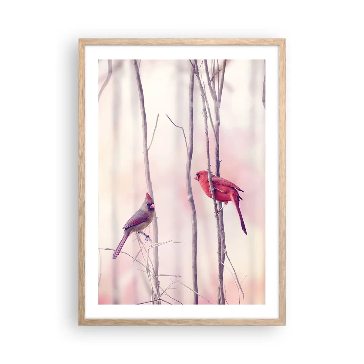 Poster in einem Rahmen aus heller Eiche - Geschichte vom rosa Wald - 50x70 cm