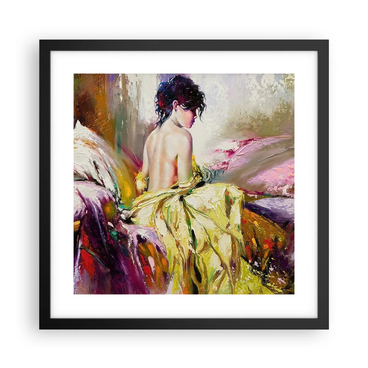 Poster in einem schwarzem Rahmen - Zwischen den Lippen und dem Rand der Tasse - 40x40 cm