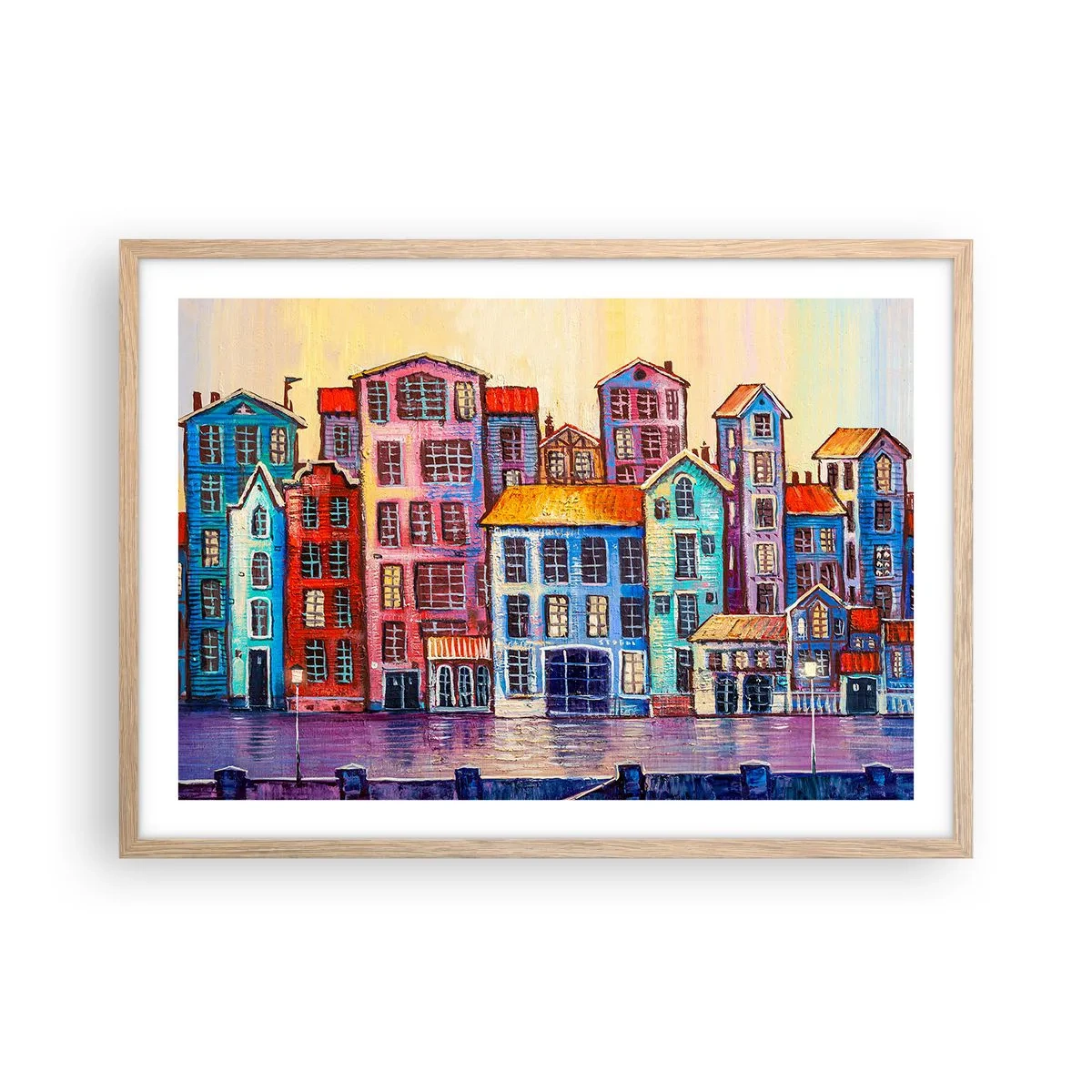 Poster in einem Rahmen aus heller Eiche - Stadt wie aus einem Märchen - 70x50 cm