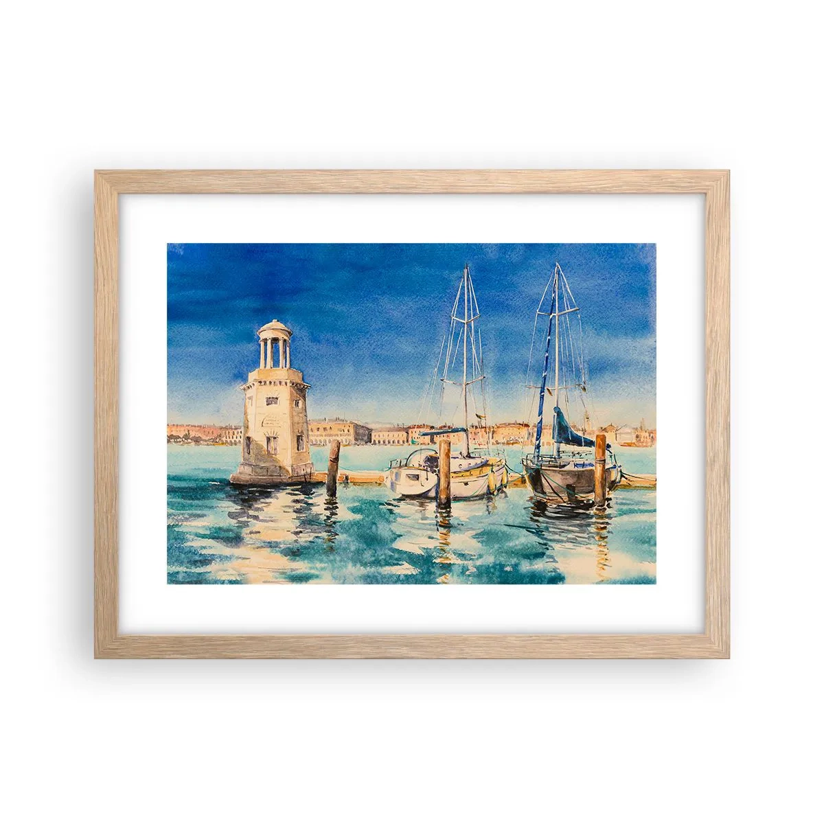 Poster in einem Rahmen aus heller Eiche - Sonnige Lagune - 40x30 cm