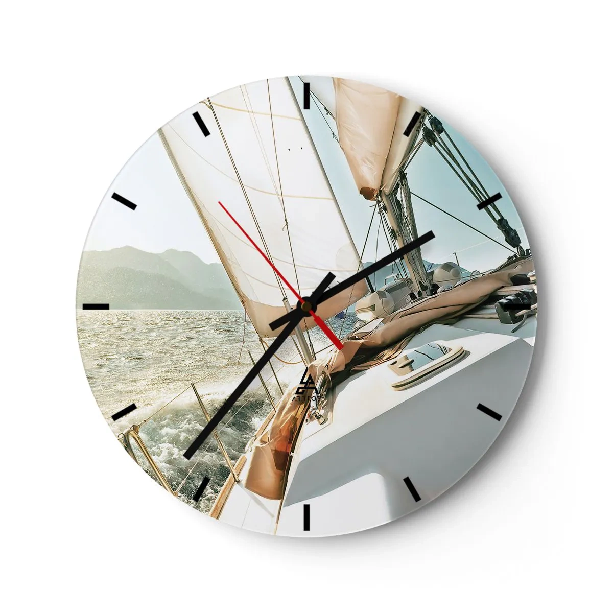 Wanduhr - Glasuhr - Unter vollen Segeln - 40x40 cm