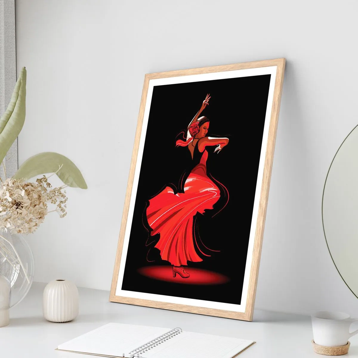 Poster in einem Rahmen aus heller Eiche - Der feurige Geist des Flamenco - 30x40 cm