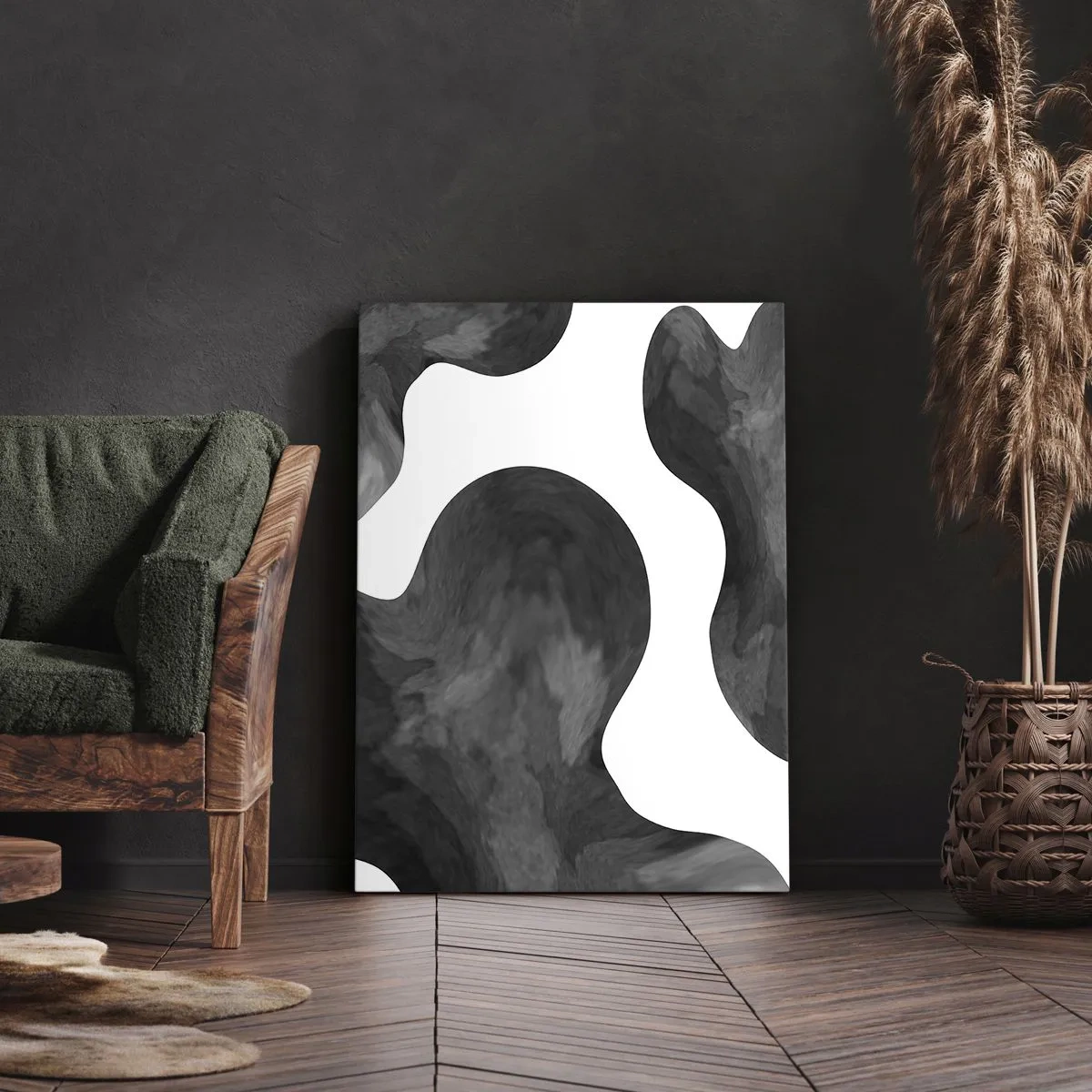 Bild auf Leinwand - Leinwandbild - Abstraktes Muster in Grau- und Weißtönen - 80x120cm - Milchstraße - Moderne Wanddekoration für Wohnzimmer und Schlafzimmer ARTTOR