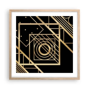 Poster in einem Rahmen aus heller Eiche - Goldene Geometrie - 50x50 cm
