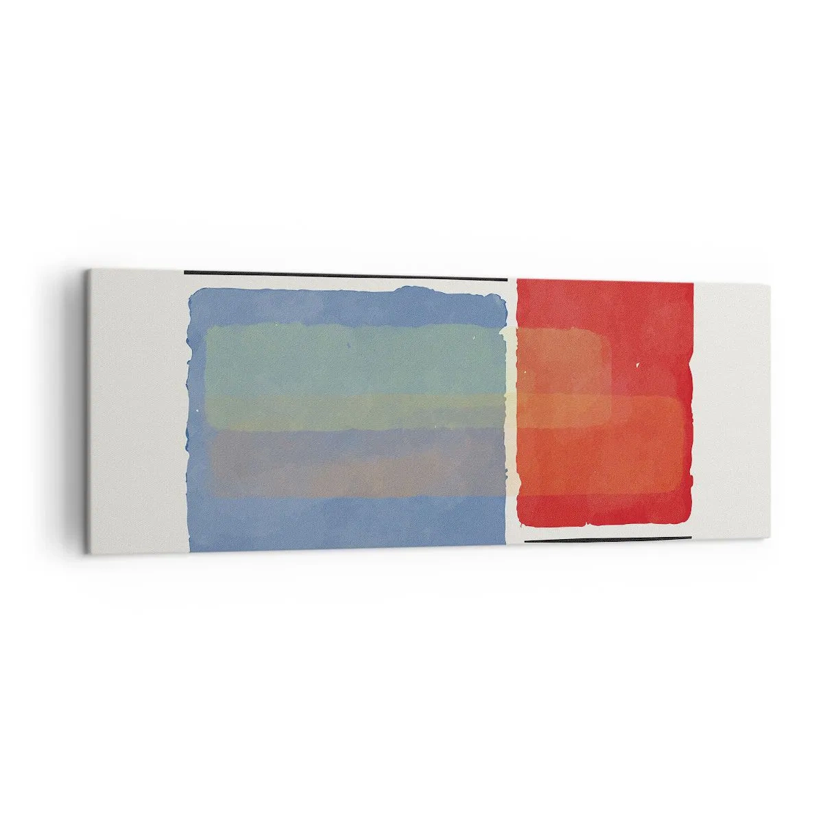 Bild auf Leinwand - Leinwandbild - Geometrische Komposition mit farbigen Blöcken und Linien - 140x50cm - Der Geist und der Buchstabe der Geometrie - Moderne Wanddekoration für Wohnzimmer und Schlafzimmer ARTTOR