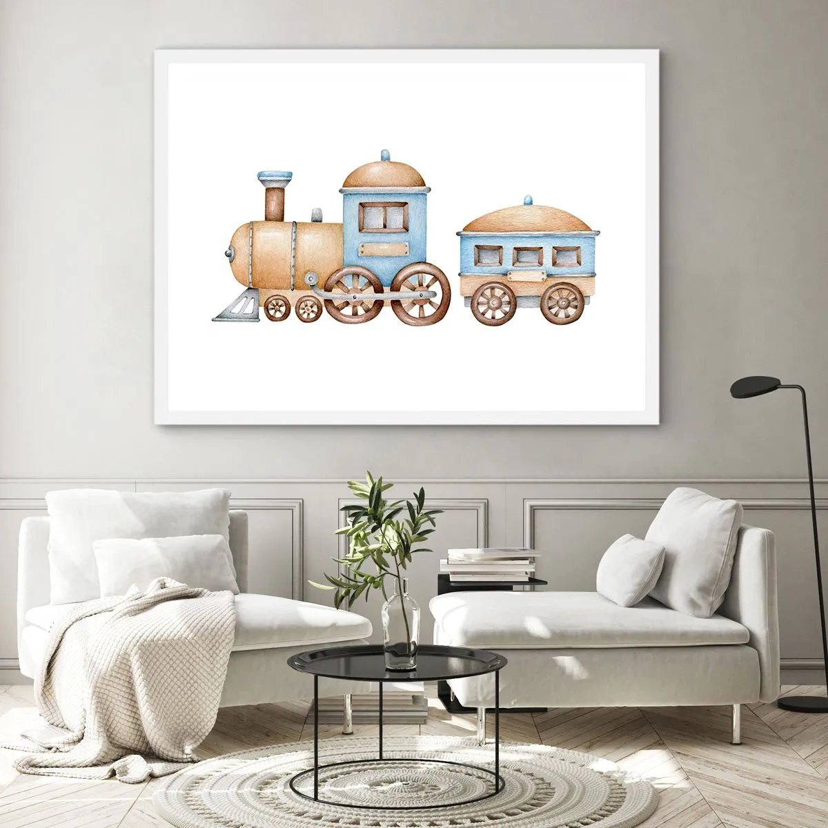 Poster in einem weißen Rahmen - Am Bahnhof steht ... - 100x70 cm