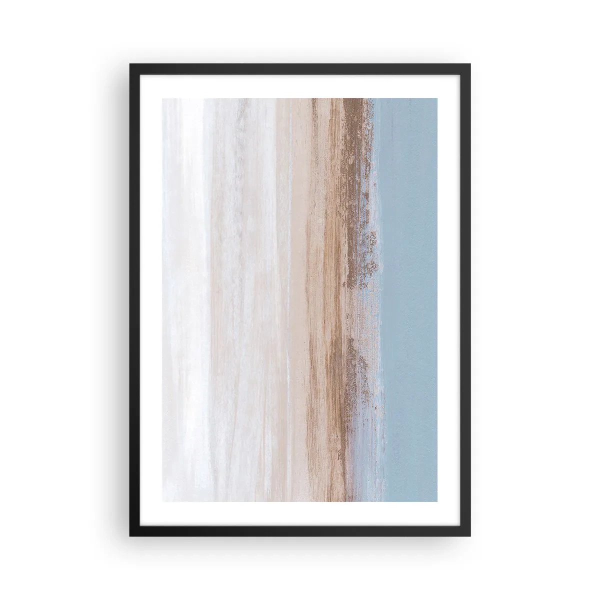 Poster in einem schwarzem Rahmen - Minimalistische Abstraktion in den Farben von Strand und Meer - 50x70cm - Mehrdeutige Landschaft - Moderne Wanddekoration für Wohnzimmer und Schlafzimmer ARTTOR