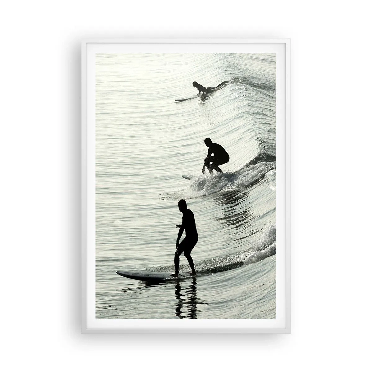 Poster in einem weißen Rahmen - Gegen die Welle - 70x100 cm