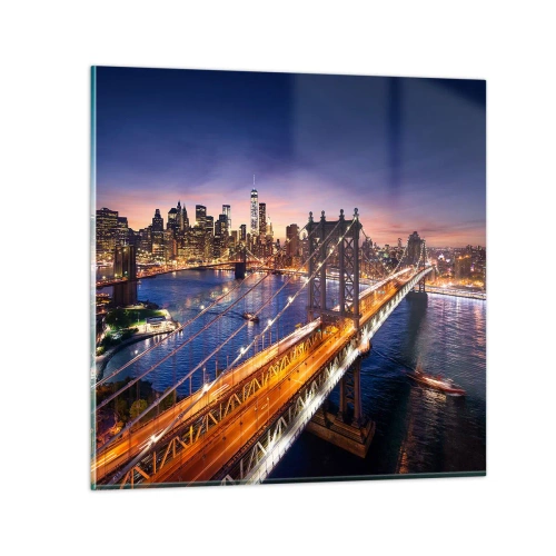 Glasbild - Bild auf glas - Eine leuchtende Brücke zum Herzen der Stadt - 30x30 cm