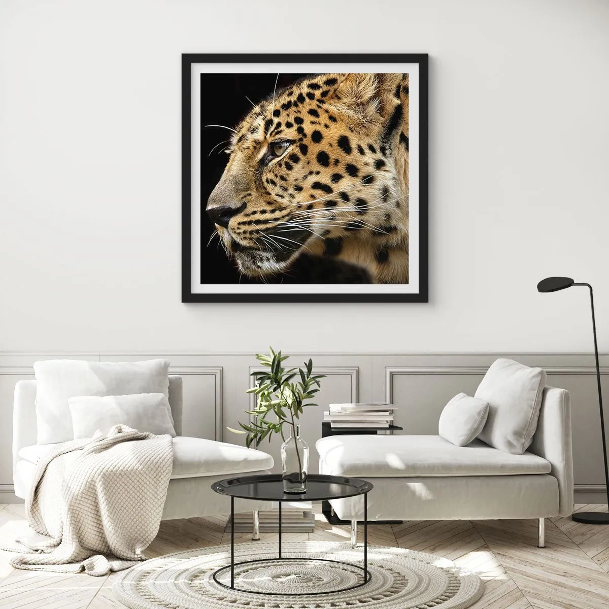 Poster in einem schwarzem Rahmen - Ruhig, fokussiert, bereit - 50x50 cm