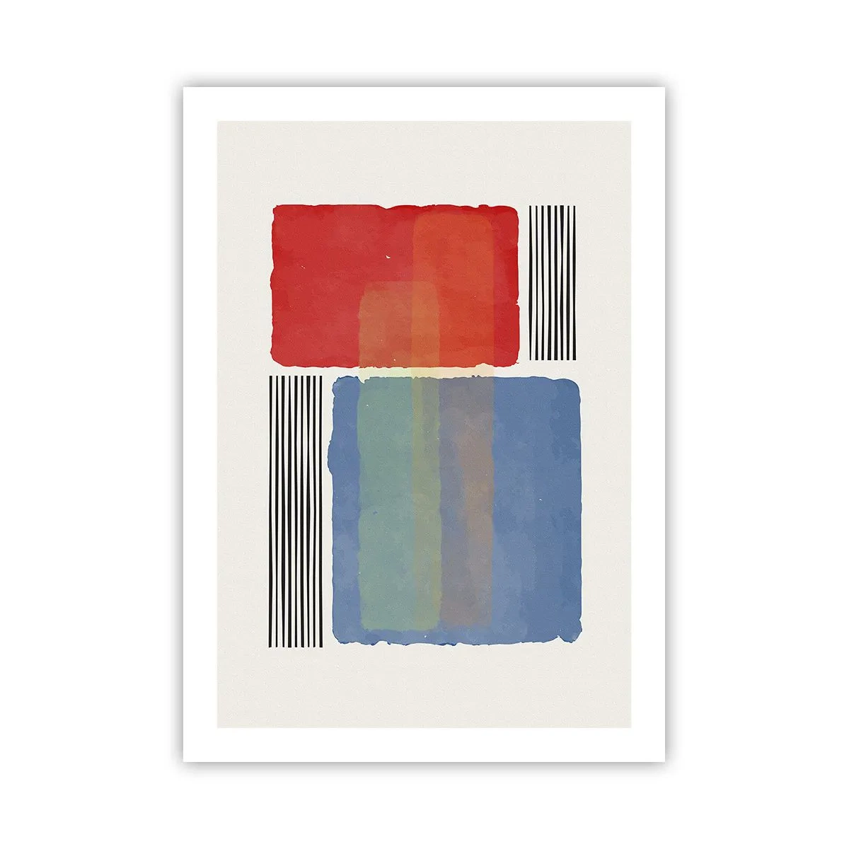 Poster - Abstrakte Komposition mit roten und blauen Rechtecken - 50x70cm - Der Geist und der Buchstabe der Geometrie - Moderne Wanddekoration für Wohnzimmer und Schlafzimmer ARTTOR