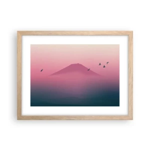 Poster in einem Rahmen aus heller Eiche - Wanderer über den Wolken - 40x30 cm