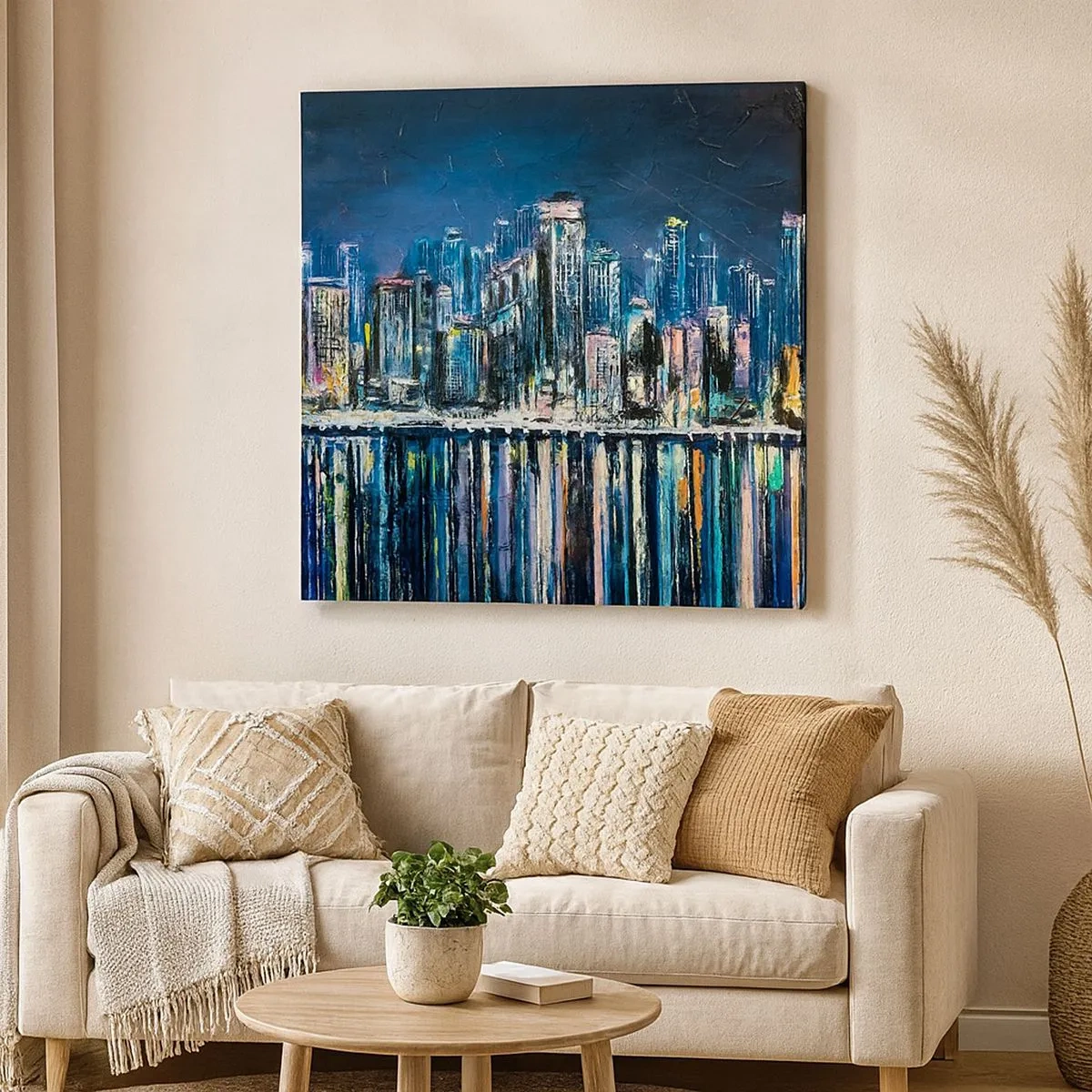 Bild auf Leinwand - Leinwandbild - Kaskade von Lichtern - 30x30 cm