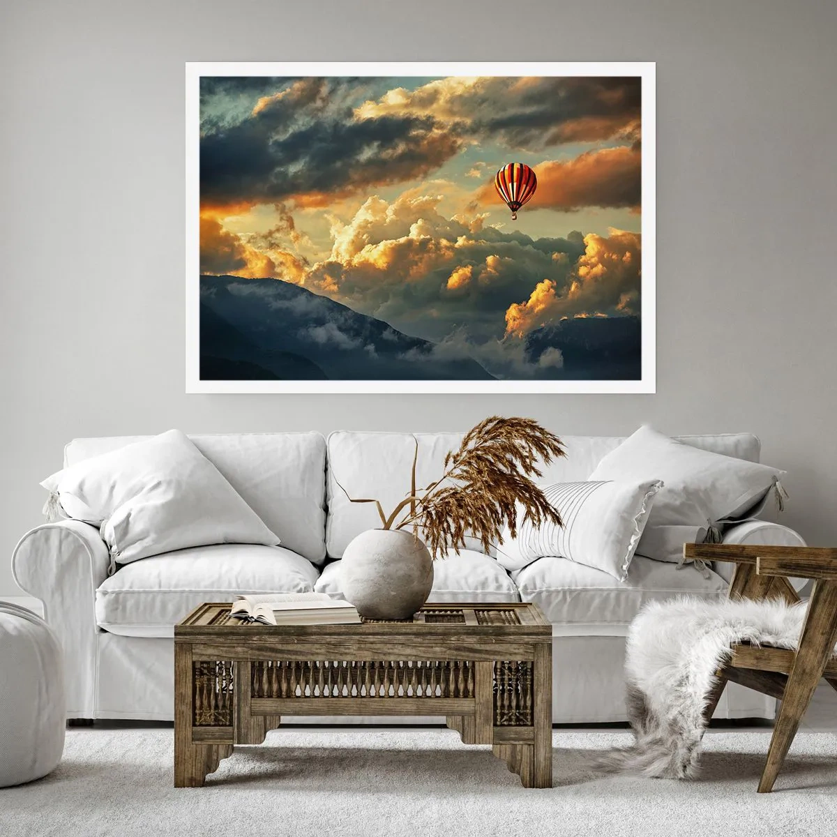 Poster - Ein Ballon vor dem Hintergrund dramatischer Wolken - 100x70cm - Ich fliege, weil ich es will - Moderne Wanddekoration für Wohnzimmer und Schlafzimmer ARTTOR