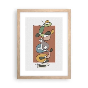 Poster in einem Rahmen aus heller Eiche - Abstraktion: bunter Tanz - 30x40 cm