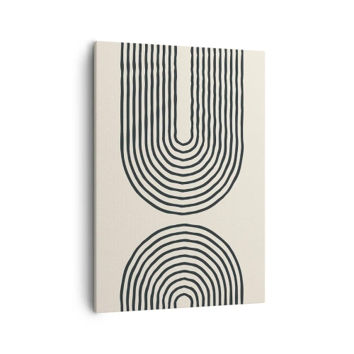 Bild auf Leinwand - Leinwandbild - Abstraktes geometrisches Muster mit symmetrischen Linien auf hellem Hintergrund - 50x70cm - In einem Moment ... - Moderne Wanddekoration für Wohnzimmer und Schlafzimmer ARTTOR