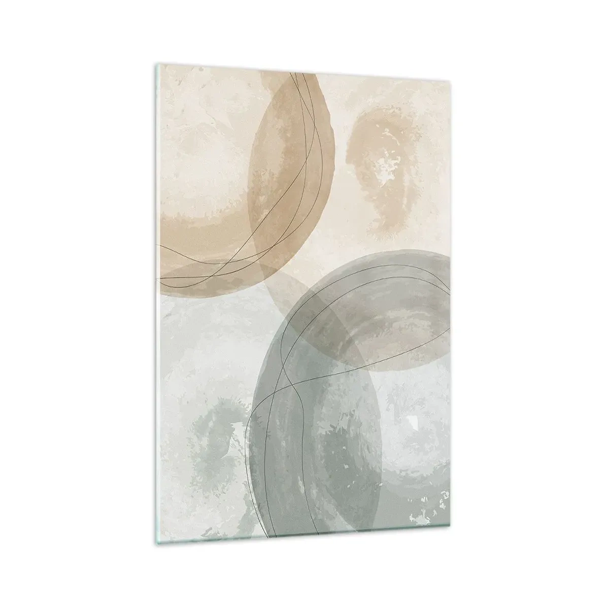 Glasbild - Bild auf glas - Abstrakte Komposition in Pastellfarben mit Linien - 80x120cm - Welten durchdringen - Moderne Wanddekoration für Wohnzimmer und Schlafzimmer ARTTOR