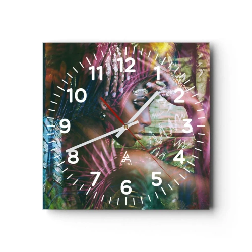 Wanduhr - Glasuhr - Mutter Natur im Dschungel - 40x40 cm