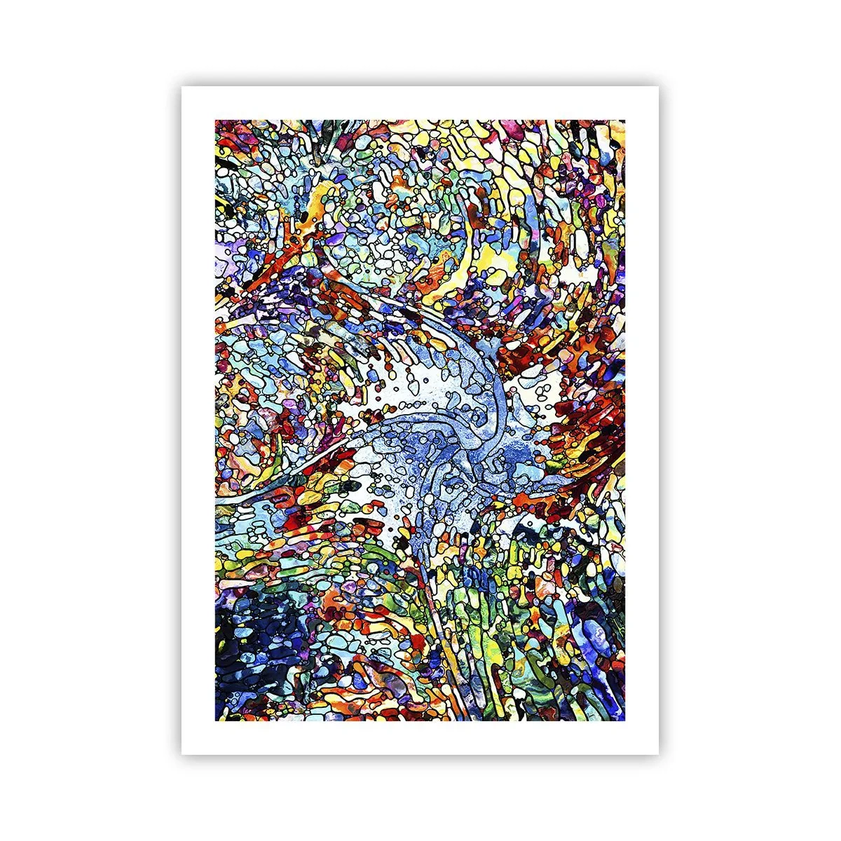 Poster - Abstrakter Fluss aus Farben und Strukturen - 50x70cm - Glasmalerei Wassertropfen - Moderne Wanddekoration für Wohnzimmer und Schlafzimmer ARTTOR