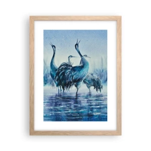 Poster in einem Rahmen aus heller Eiche - Morgentliches Treffen - 30x40 cm