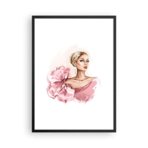 Poster in einem schwarzem Rahmen - Elegante Frau in einem rosa Kleid - 50x70cm - Wie gemalt ... - Moderne Wanddekoration für Wohnzimmer und Schlafzimmer ARTTOR