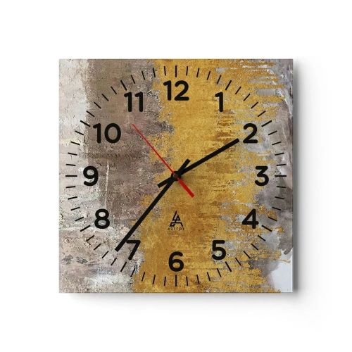 Wanduhr - Glasuhr - Goldene Explosion - 40x40 cm